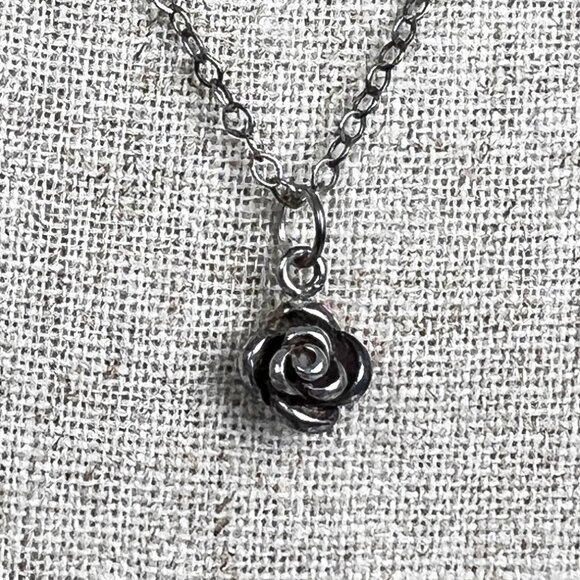 Sterling Silver 925 Rose Flower Necklace Romantic Dainty Feminine Layering Chain - Picture 5 of 5